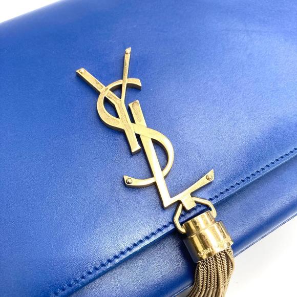 Saint Laurent Monogram Fringe Chain Shoulder Bag Blue - Picture 8 of 10